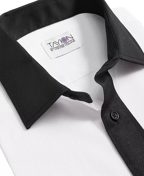 Tayion Collection Men's White & Black Slim-Fit Long Sleeve Shirt | Tayion Collection In Lebanon