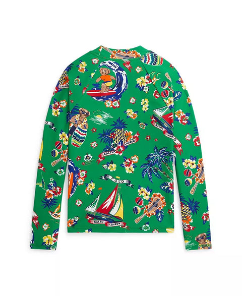 Polo Ralph Lauren Boy's Green Polo Bear Performance Long Sleeves Rash Guard Blouse |Polo Ralph Lauren In Lebanon