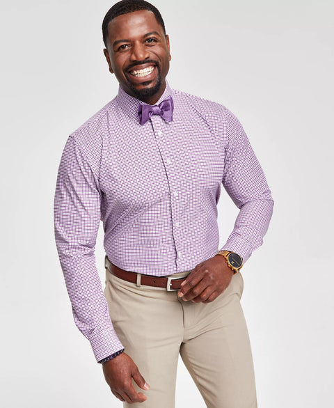Tayion Collection Men's Purple Slim-Fit Plaid Dress Shirt |Tayion Collection In Lebanon