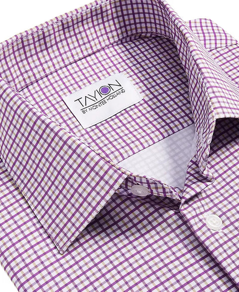 Tayion Collection Men's Purple Slim-Fit Plaid Dress Shirt |Tayion Collection In Lebanon