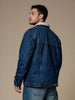 Sinsay Men's Dark Blue Denim Jacket With A Cozy Sherpa Collar