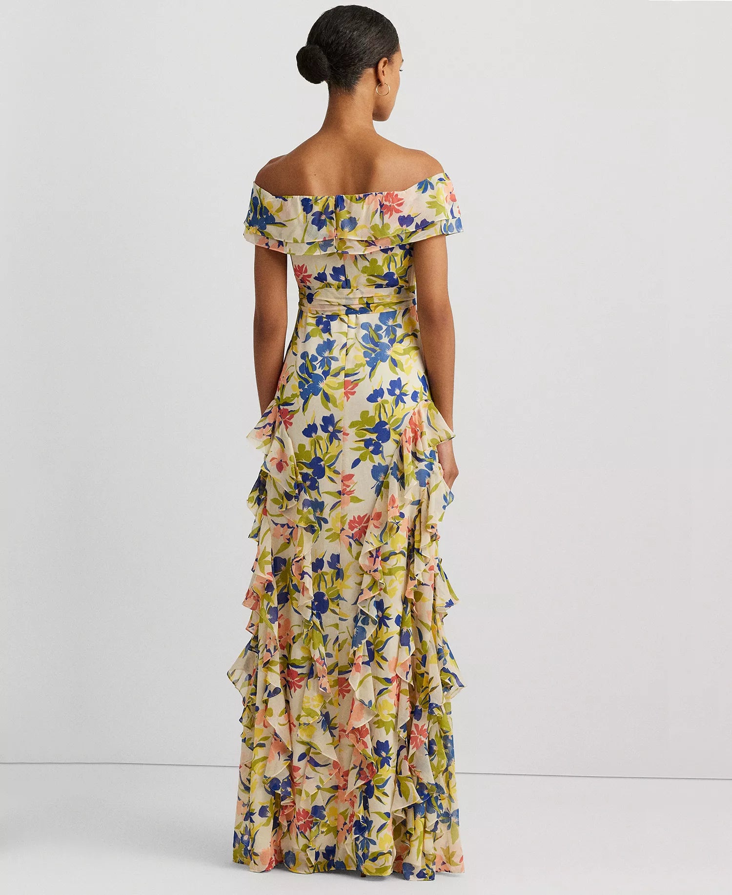 Lauren Ralph Lauren Women's Multicolor Ruffled Floral Off-The-Shoulder Dress |Lauren Ralph Lauren In Lebanon