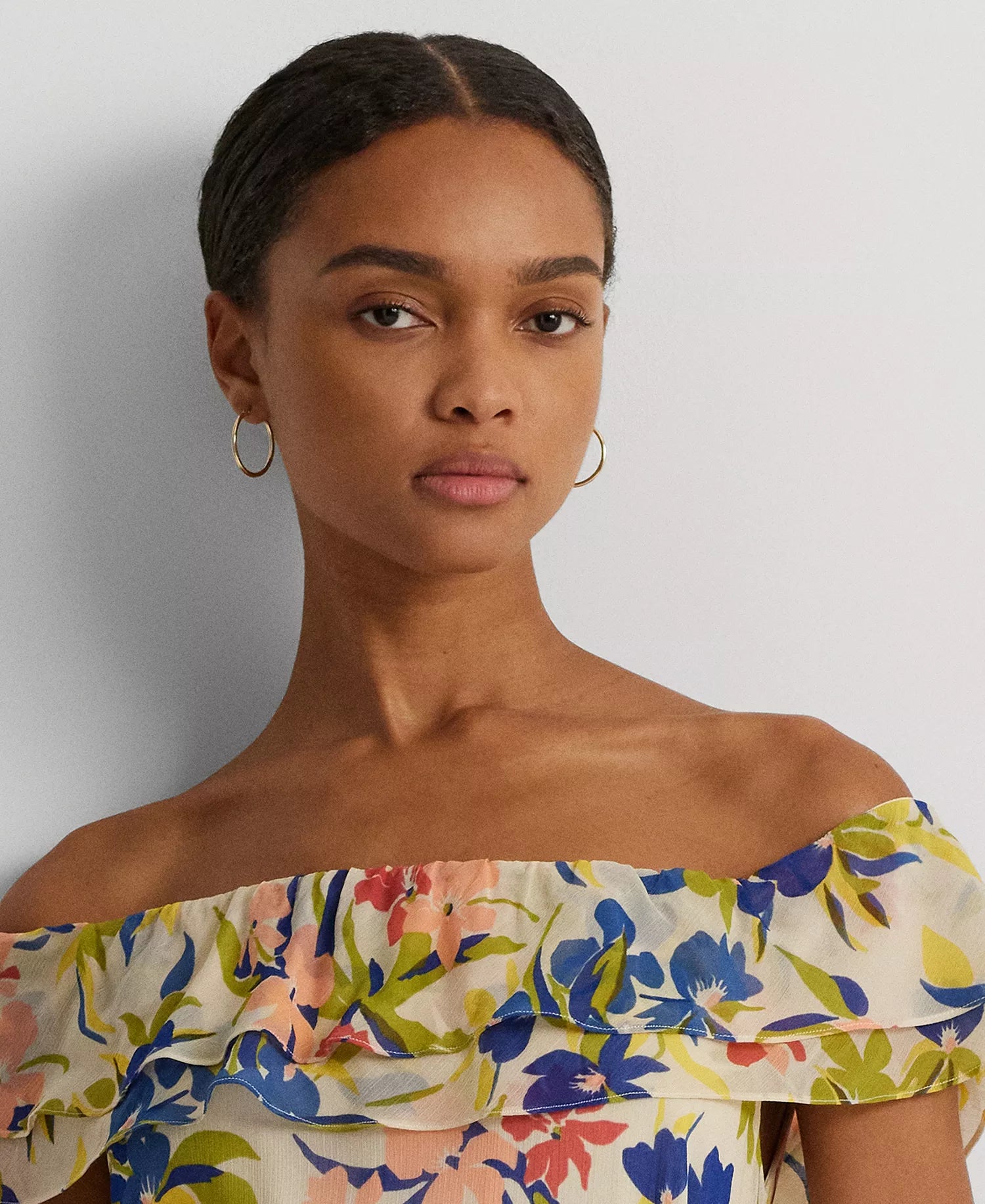 Lauren Ralph Lauren Women's Multicolor Ruffled Floral Off-The-Shoulder Dress |Lauren Ralph Lauren In Lebanon