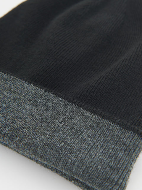 Close-up of a black and gray textured fabric edge on a white background