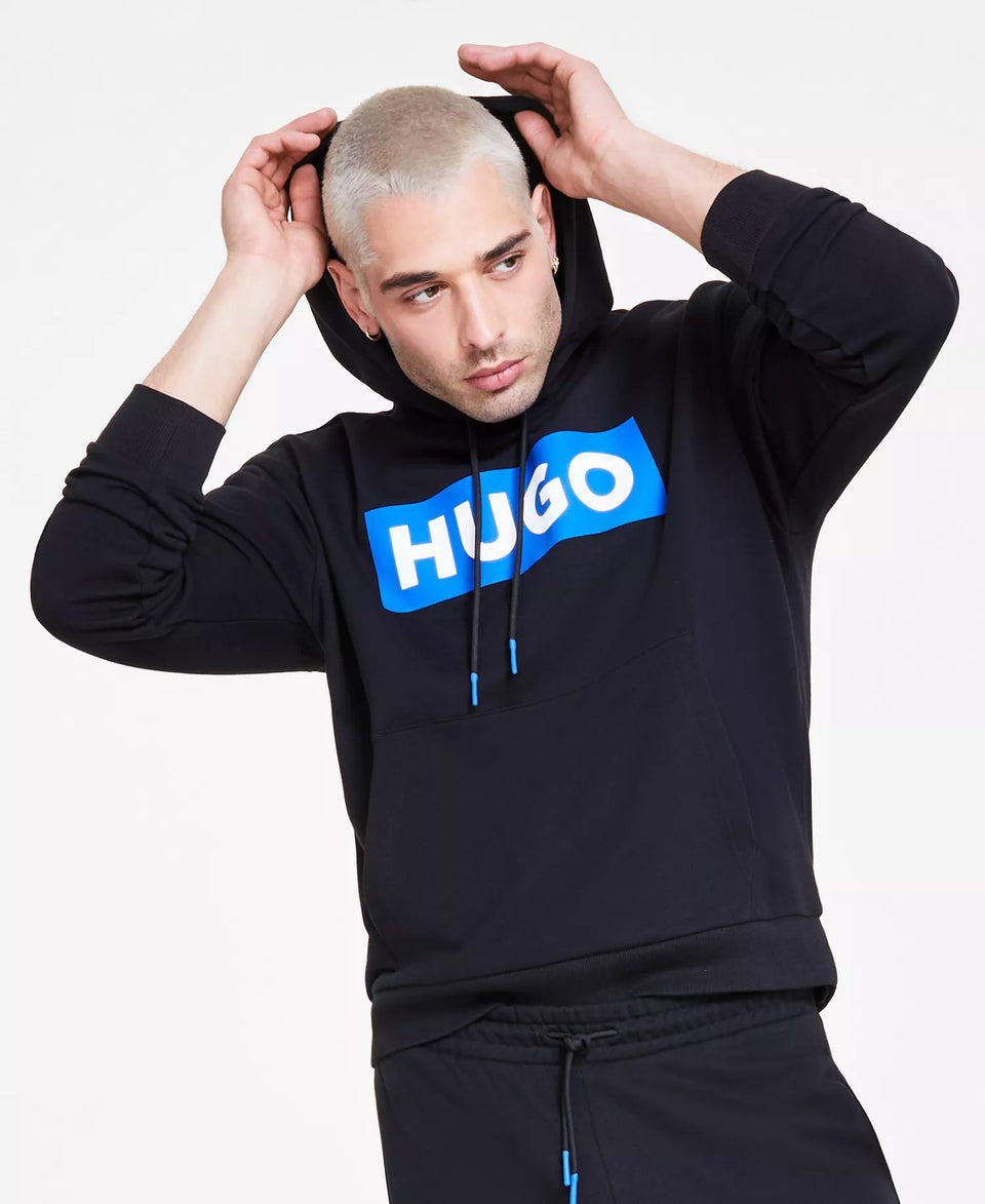 Hugo Men's Black Logo Printed Hoodie