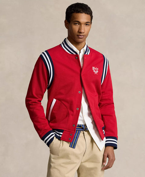 Polo Ralph Lauren Men's Red Embroidered Fleece Baseball Jacket  |  Polo Ralph Lauren in Lebanon
