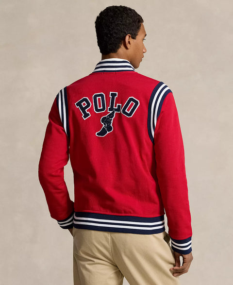 Polo Ralph Lauren Men's Red Embroidered Fleece Baseball Jacket  |  Polo Ralph Lauren in Lebanon
