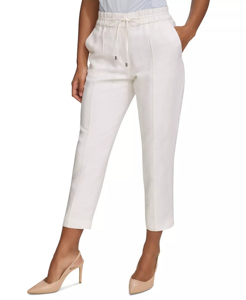 Calvin Klein Women's White  Straight-Leg Pull-On Drawstring Pants | Calvin Klein in Lebanon