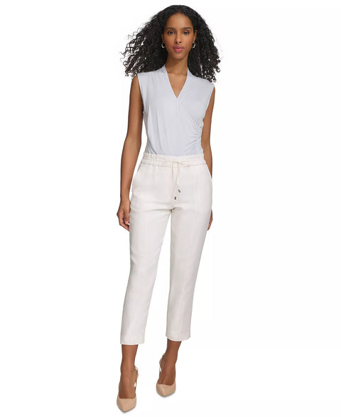 Calvin Klein Women's White  Straight-Leg Pull-On Drawstring Pants | Calvin Klein in Lebanon