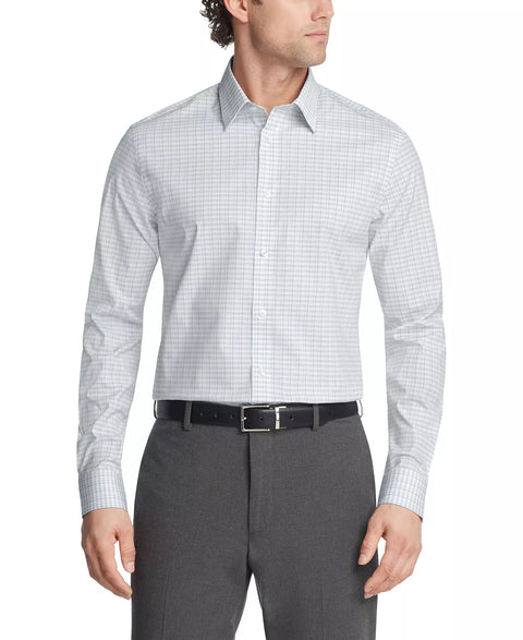 Calvin Klein Men's White Checked Slim-Fit Steel Plus Dress Shirt|Calvin Klein In Lebanon