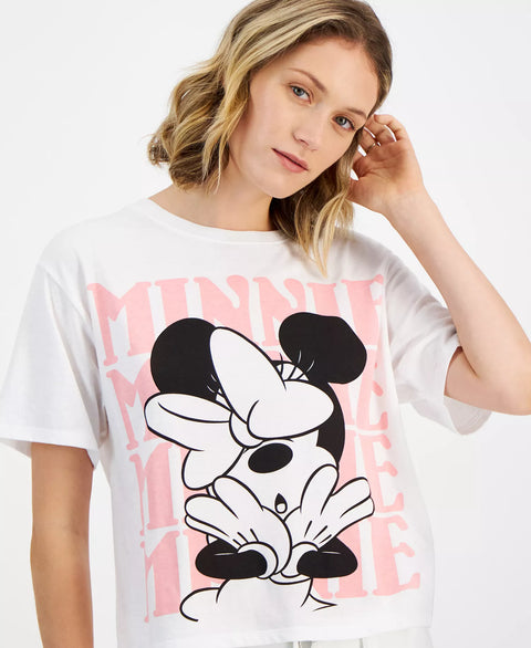 Disney Women's White Minnie Mouse Graphic Crewneck T-Shirt |Disney In Lebanon