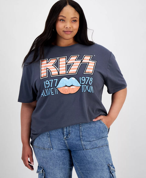 Grayson Threads Women's Dark Gray Kiss Graphic T-Shirt|Grayson Threads In Lebanon