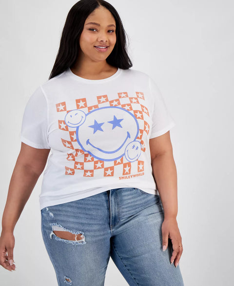 Grayson Threads, The Label Women's White Trendy Smiley Graphic T-Shirt | Grayson Threads In Lebanon
