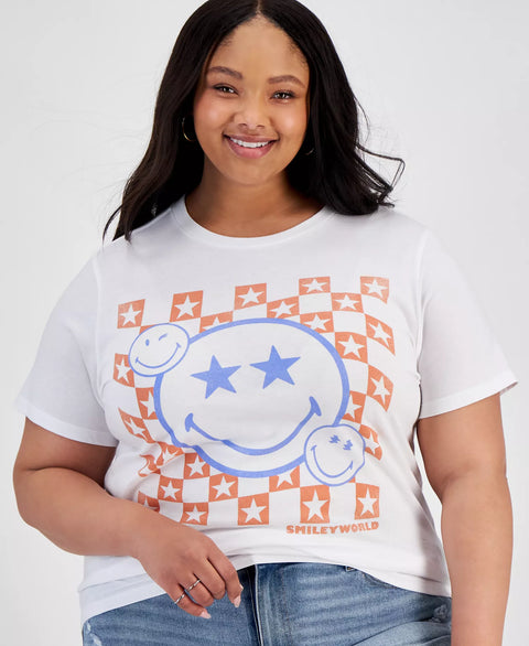 Grayson Threads, The Label Women's White Trendy Smiley Graphic T-Shirt | Grayson Threads In Lebanon