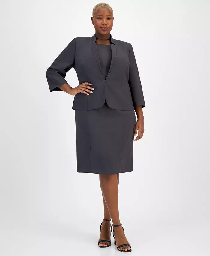 Le Suit Women's Plus Size Dark Gray Set AMZ269