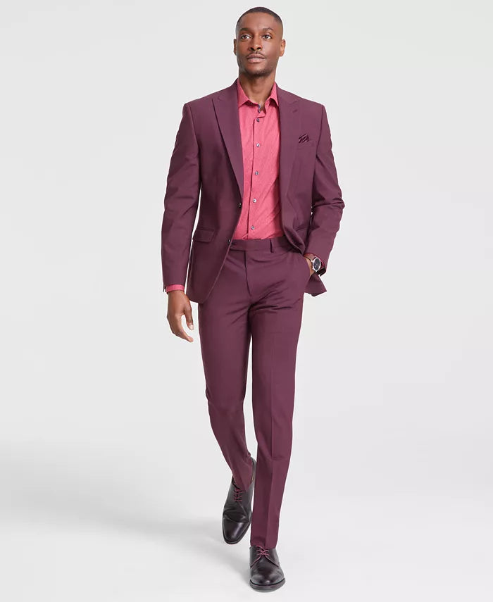 Bar III Men's Plum Skinny-Fit Burgundy Wool Blend Suit Blazer |Bar III In Lebanon