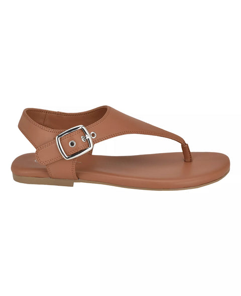 Calvin Klein Women's Brown Moraca Buckle T-Strap Flat Sandals | Calvin Klein In Lebanon
