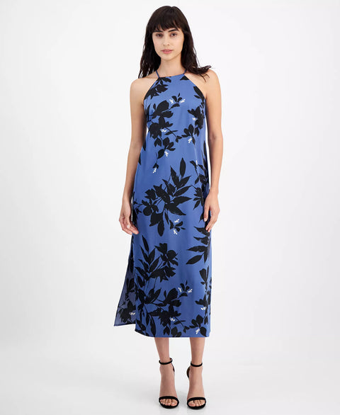 Anne Klein Women's Blue Floral-Print Halter Maxi Slip Dress|Anne Klein In Lebanon