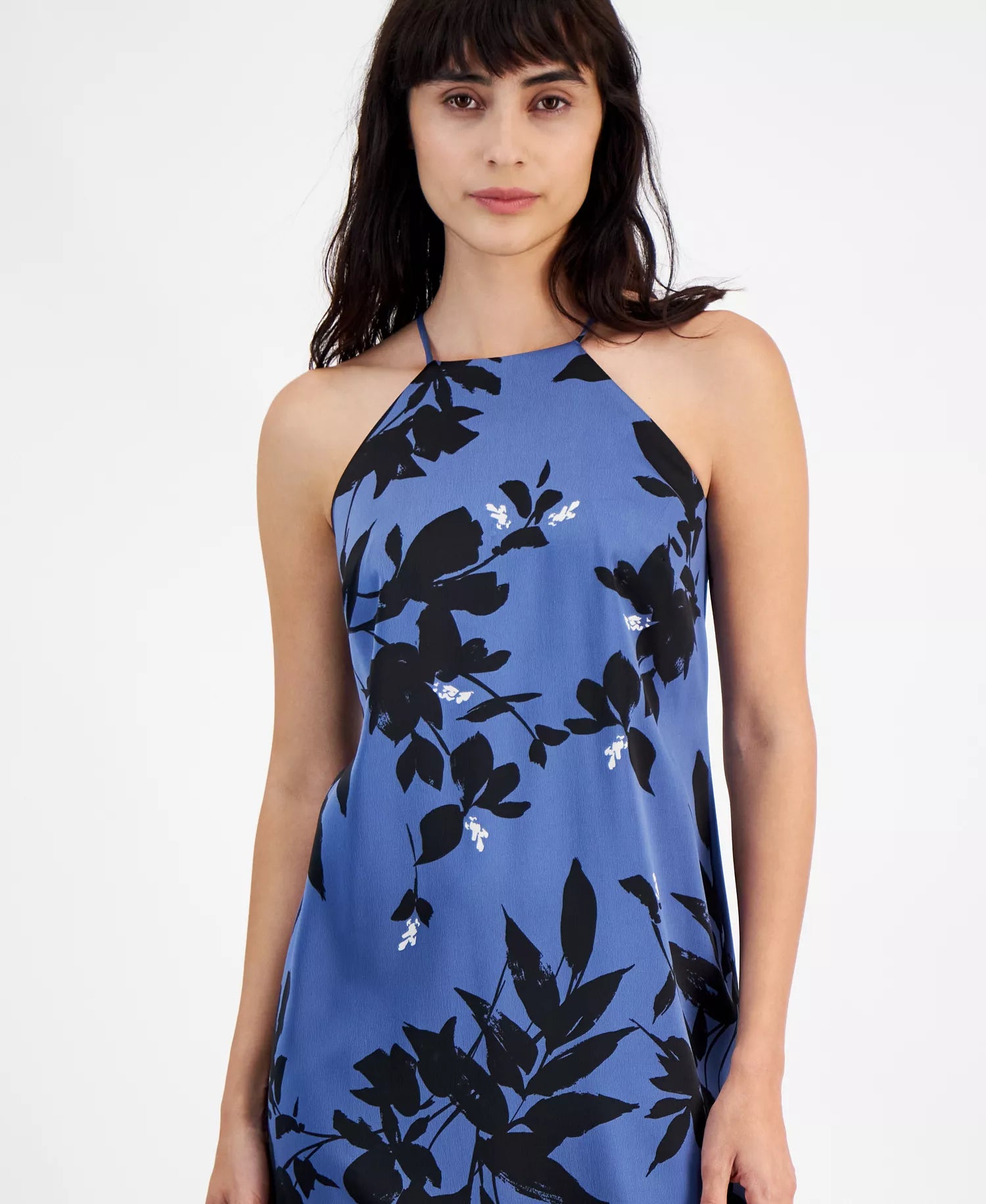 Anne Klein Women's Blue Floral-Print Halter Maxi Slip Dress|Anne Klein In Lebanon
