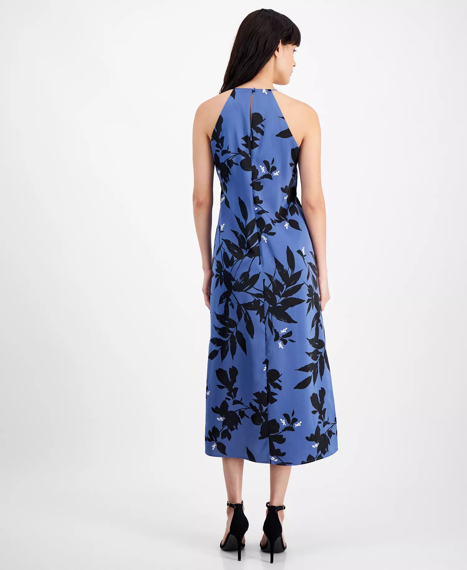 Anne Klein Women's Blue Floral-Print Halter Maxi Slip Dress|Anne Klein In Lebanon