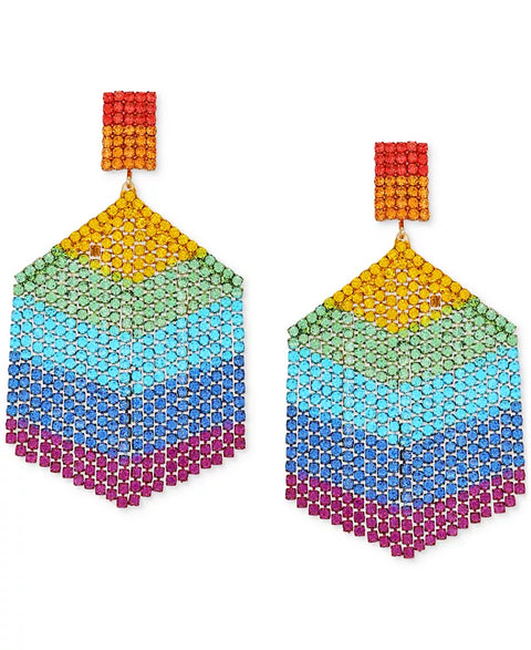 Guess Women's Gold-Tone Rainbow Pride Multicolor Stone Chandelier Earrings | Guess In Lebanon