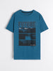 Sinsay Men's Petrol Printed Short Sleeve T-Shirt | Sinsay In Lebanon
