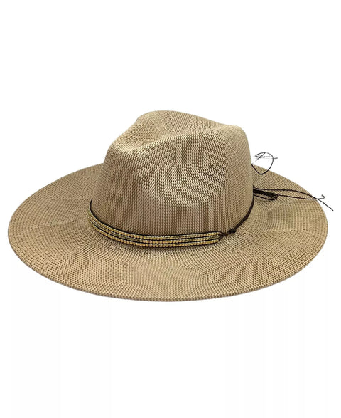 Marcus Adler Women's Beige Packable Panama Hat with Beaded Trim | Marcus Adler In Lebanon