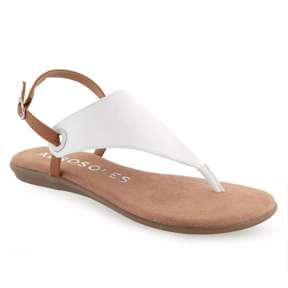 Aerosoles Women's White Conclusion Round Toe Sandals