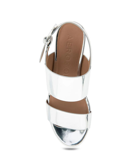 Aerosoles Women's Silver Metallic Camilia Round Toe Platform Sandals | Aerosoles In Lebanon