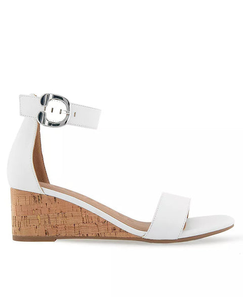 Aerosoles Women's White Willis Buckle Strap Wedge Sandals |Aerosoles In Lebanon