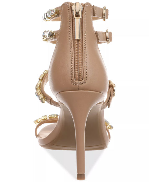 Thalia Sodi Women's Beige Shyla Embellished Strappy Heeled Sandals | Thalia Sodi in Lebanon