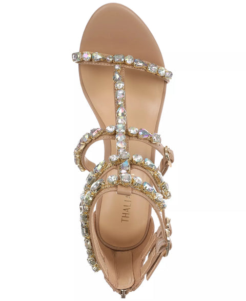 Thalia Sodi Women's Beige Shyla Embellished Strappy Heeled Sandals | Thalia Sodi in Lebanon