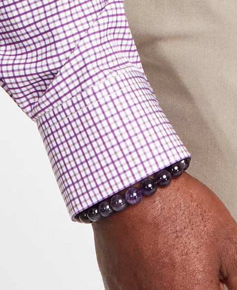 Tayion Collection Men's Purple Slim-Fit Plaid Dress Shirt |Tayion Collection In Lebanon