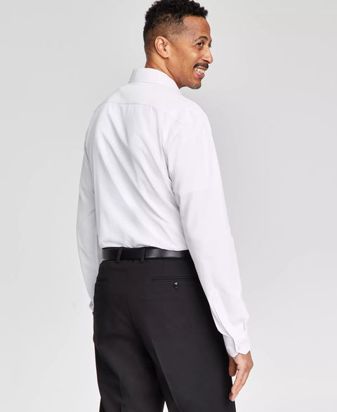 Tayion Collection Men's White Slim-Fit Blue Trim Solid Dress Shirt | Tayion Collection In Lebanon