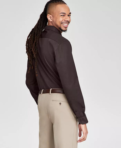 Tayion Collection Men's Dark Brown & Gold Slim Fit Dress Shirt |Tayion Collection In Lebanon