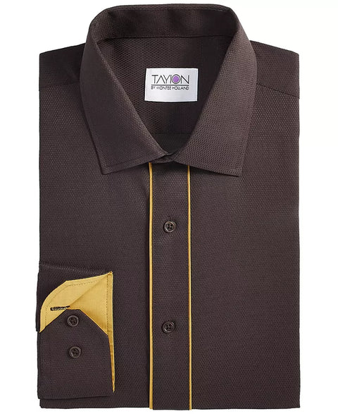 Tayion Collection Men's Dark Brown & Gold Slim Fit Dress Shirt |Tayion Collection In Lebanon