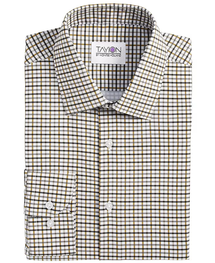 Tayion Collection Men's Multicolor Slim-Fit Plaid Dress Shirt |Tayion Collection In Lebanon