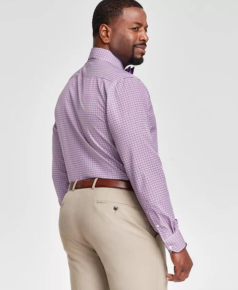 Tayion Collection Men's Purple Slim-Fit Plaid Dress Shirt |Tayion Collection In Lebanon