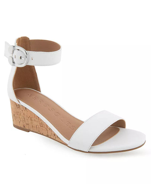 Aerosoles Women's White Willis Buckle Strap Wedge Sandals |Aerosoles In Lebanon