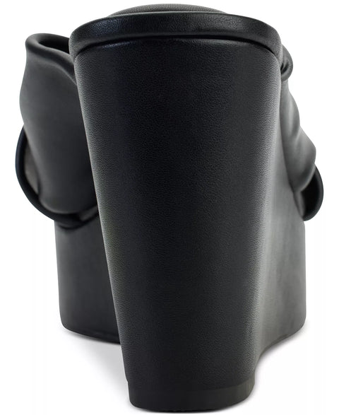 DKNY Women's Black Maryn Chain Twist Platform Wedge Heeled Sandals | DKNY In Lebanon