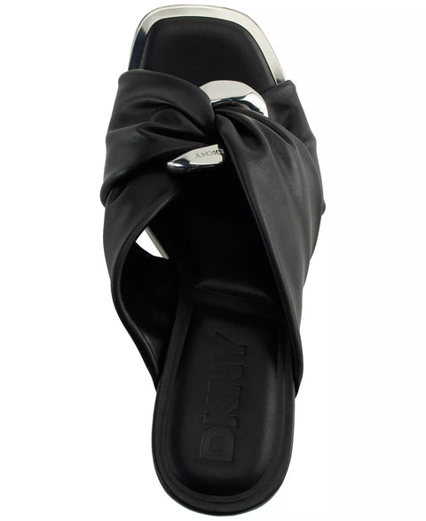 DKNY Women's Black Maryn Chain Twist Platform Wedge Heeled Sandals | DKNY In Lebanon