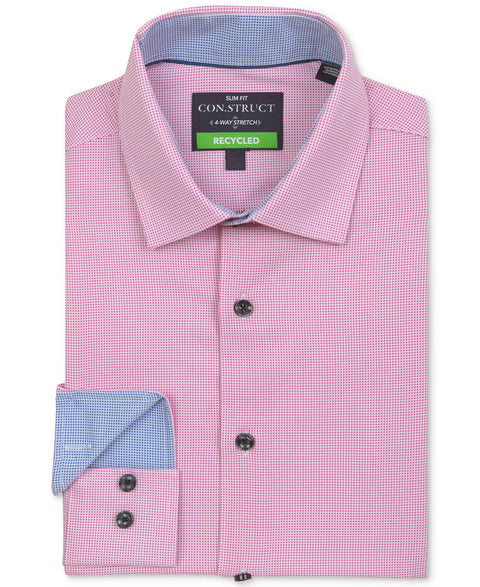 Construct Men's Pink Recycled Slim Fit Stretch Performance Dress Shirt | Construct In Lebanon