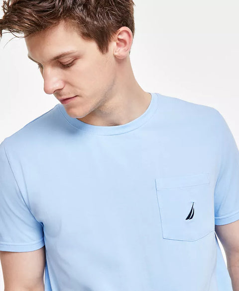 Nautica Men's Noon Blue Classic-Fit Solid Crew-Neck Pocket T-Shirt | Nautica In Lebanon