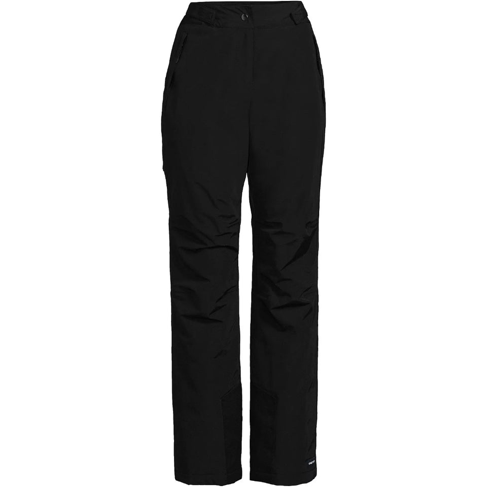 Black women's ski pants shown flat against a solid white background.