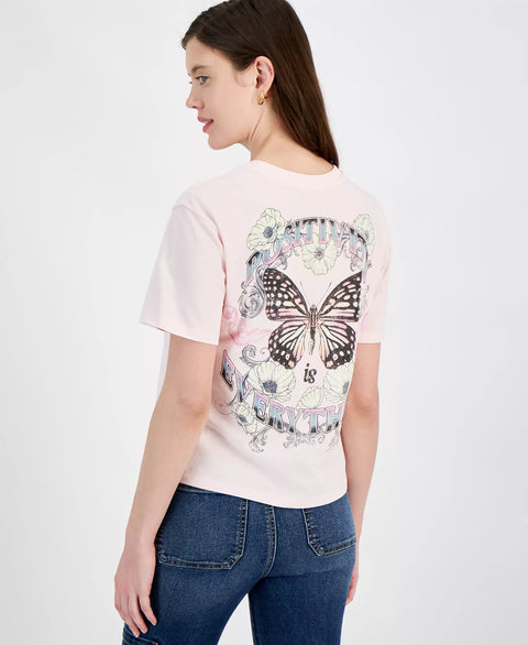 Rebellious One Women's Pink Butterfly Graphic T-Shirt|Rebellious One In Lebanon