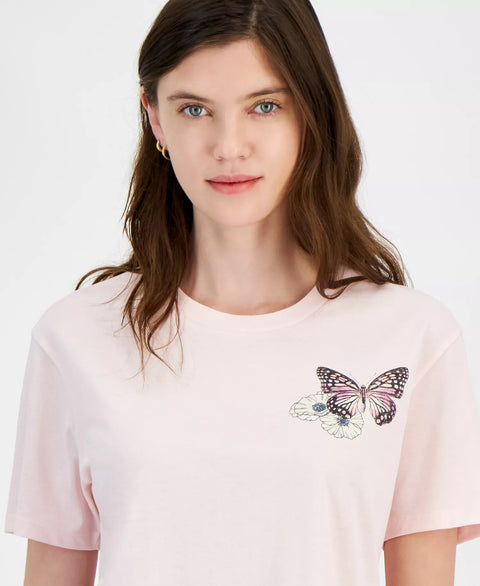 Rebellious One Women's Pink Butterfly Graphic T-Shirt|Rebellious One In Lebanon