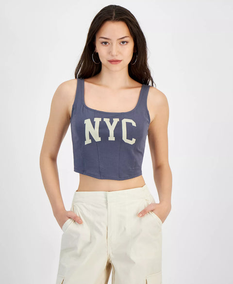 Grayson Threads, The Label Women's Gray Cropped NYC Graphic Crop Top | Grayson Threads In Lebanon