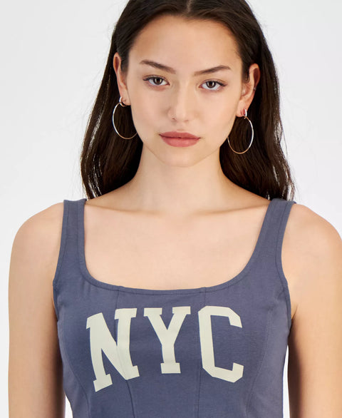 Grayson Threads, The Label Women's Gray Cropped NYC Graphic Crop Top | Grayson Threads In Lebanon