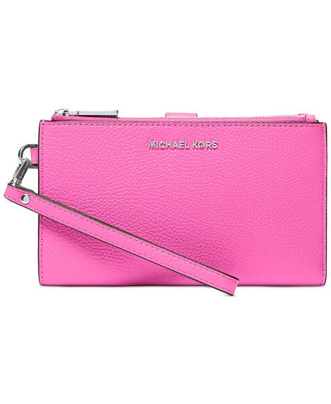 Michael Kors Women's Fuchsia Adele Double-Zip Pebble Leather Wallet  |Michael Kors In Lebanon