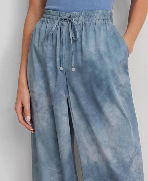 Lauren Ralph Lauren Women's Blue Printed Charmeuse Wide-Leg Pant |Lauren Ralph Lauren In Lebanon